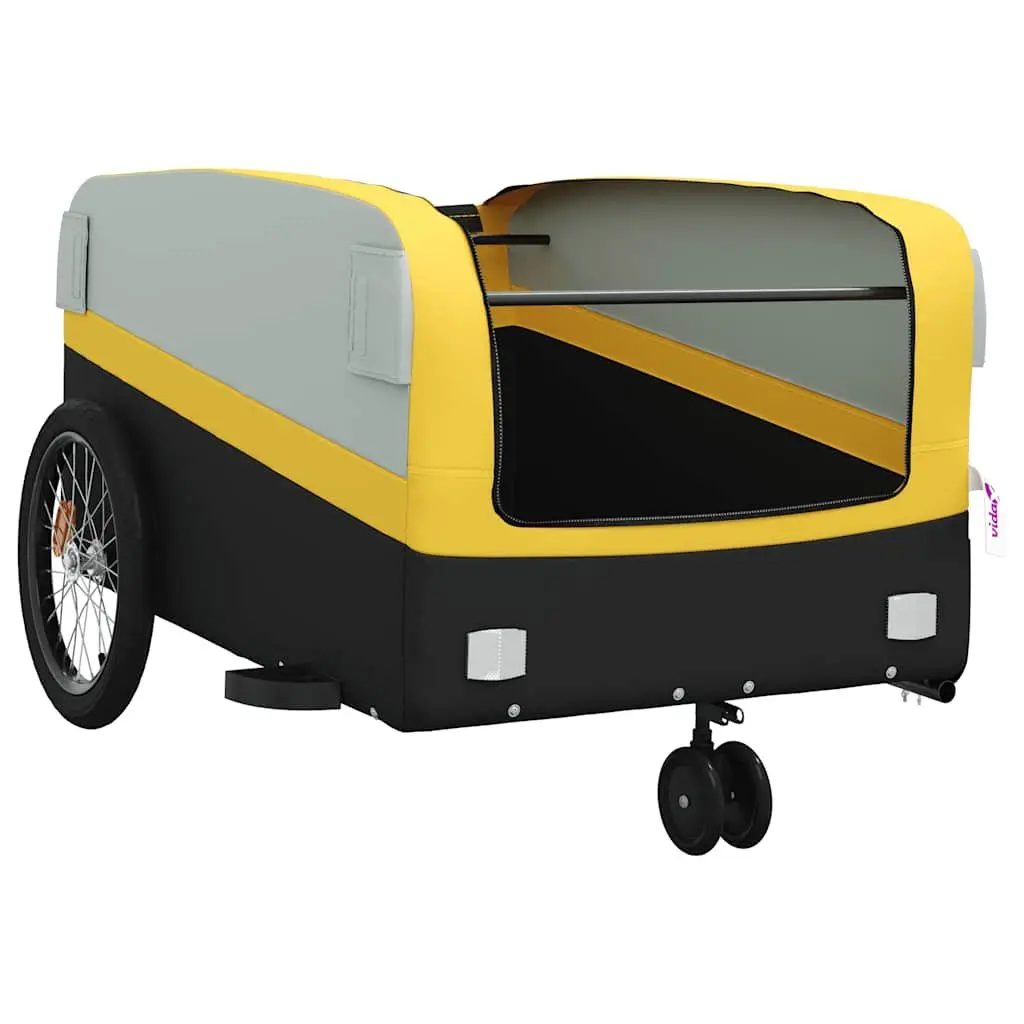 Heavy Duty Bike Trailer Yellow Iron Cargo Cart 45kg Load Capacity for Transporting Goods