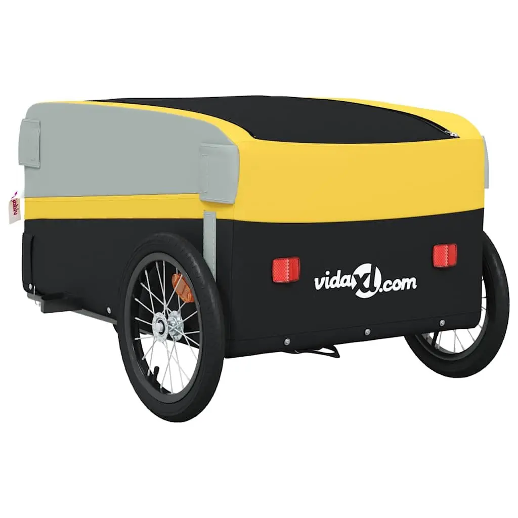 Heavy Duty Bike Trailer Yellow Iron Cargo Cart 45kg Load Capacity for Transporting Goods