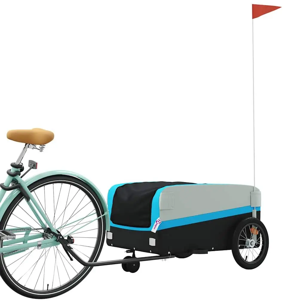Bike Trailer Blue Iron Frame Heavy Duty Cargo Cart 45kg Load Capacity
