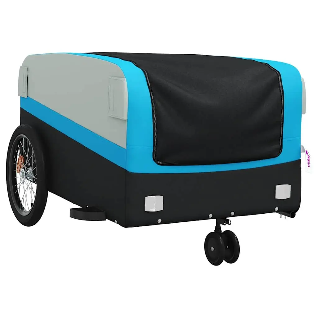 Bike Trailer Blue Iron Frame Heavy Duty Cargo Cart 45kg Load Capacity