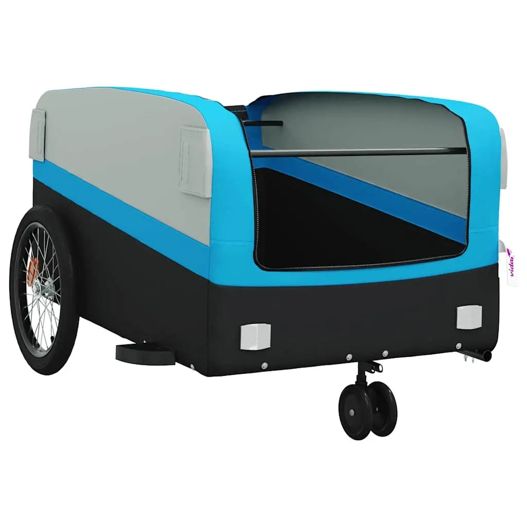 Bike Trailer Blue Iron Frame Heavy Duty Cargo Cart 45kg Load Capacity