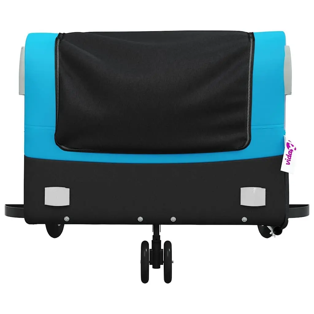 Bike Trailer Blue Iron Frame Heavy Duty Cargo Cart 45kg Load Capacity