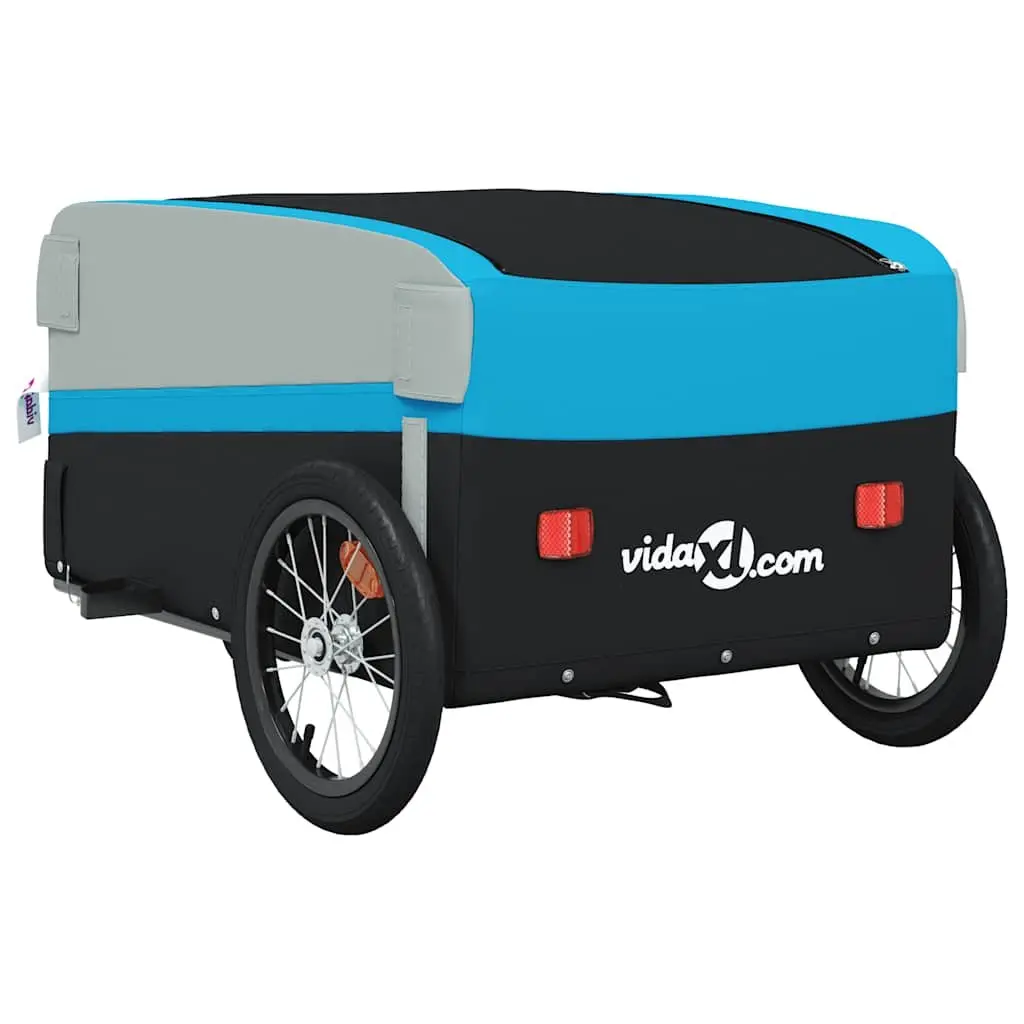 Bike Trailer Blue Iron Frame Heavy Duty Cargo Cart 45kg Load Capacity