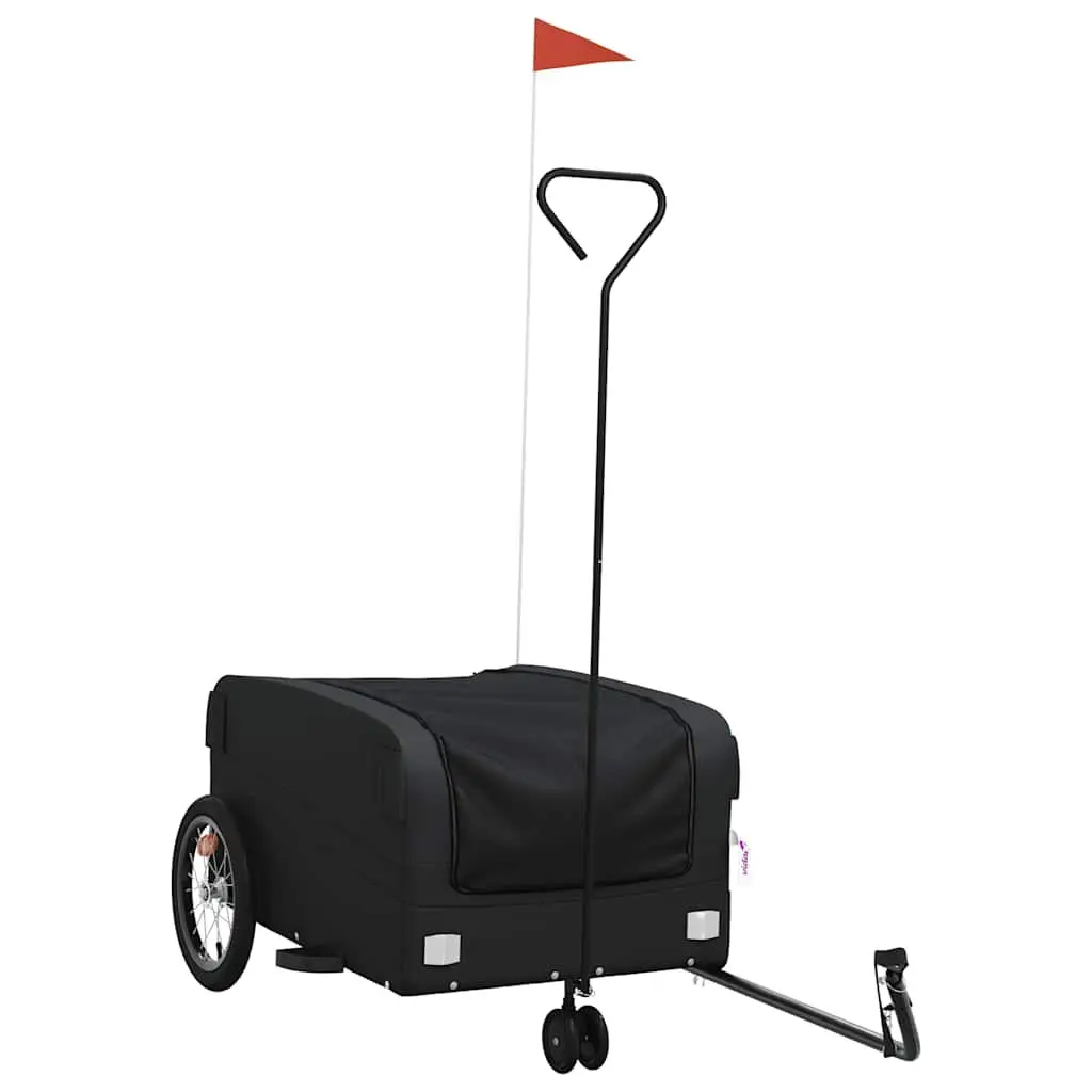 Bike Trailer Cargo Cart Black Heavy Duty Iron Construction 45kg Capacity for Transporting Goods
