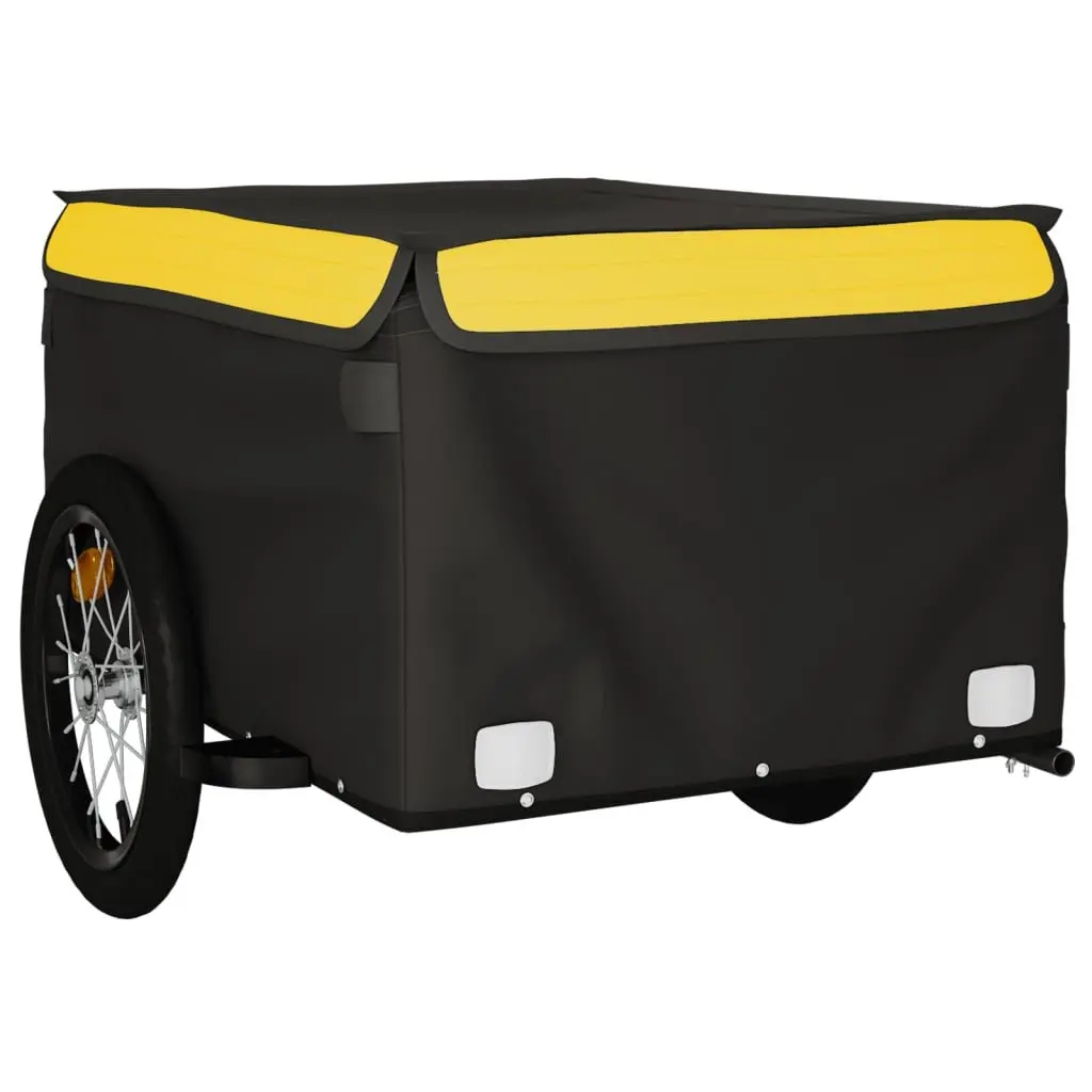 Bike Trailer Yellow and Black Iron Heavy Duty Cargo Transport 45kg Load Capacity
