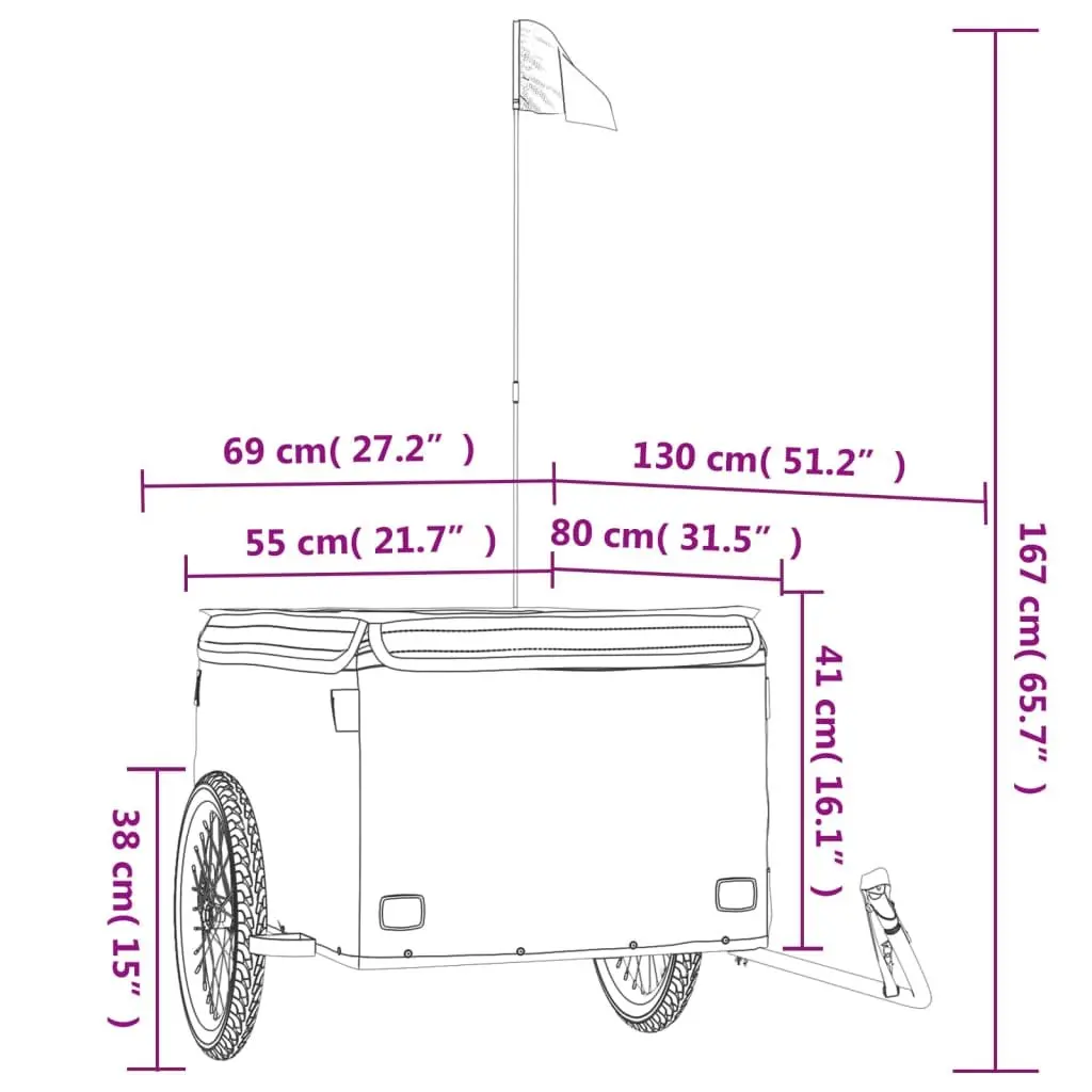 Bike Trailer Black Heavy Load 45kg Cargo Cart Bicycle Hauler Tow Bar