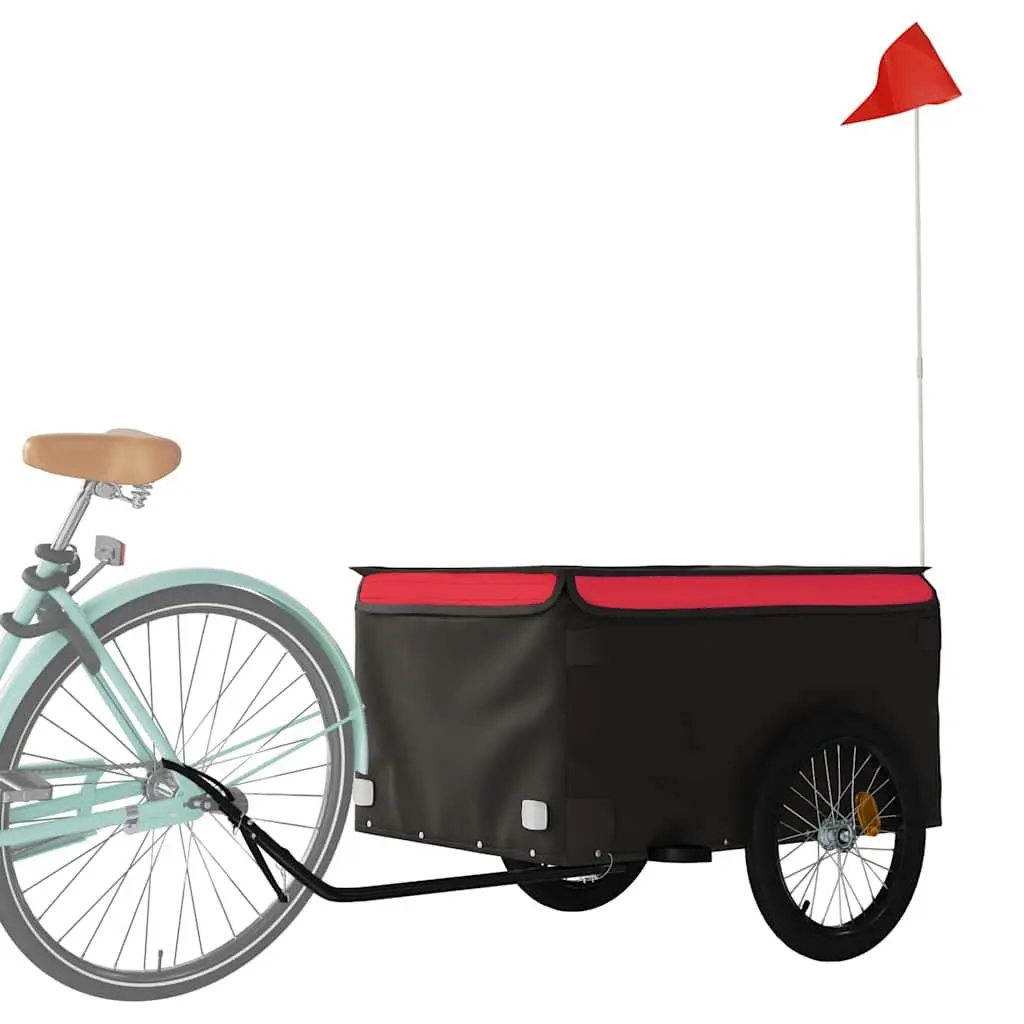Bike Trailer Black Iron Heavy Duty Cargo Cart Tow Bar Safety