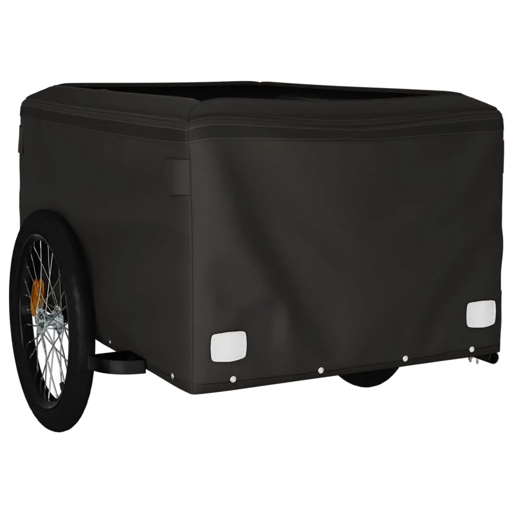Bicycle Cargo Trailer Black Yellow Iron 45kg Load Capacity Tow Bar Safety Flag