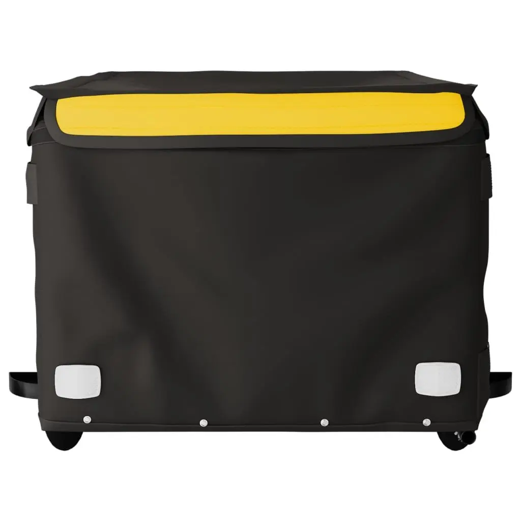 Bicycle Cargo Trailer Black Yellow Iron 45kg Load Capacity Tow Bar Safety Flag