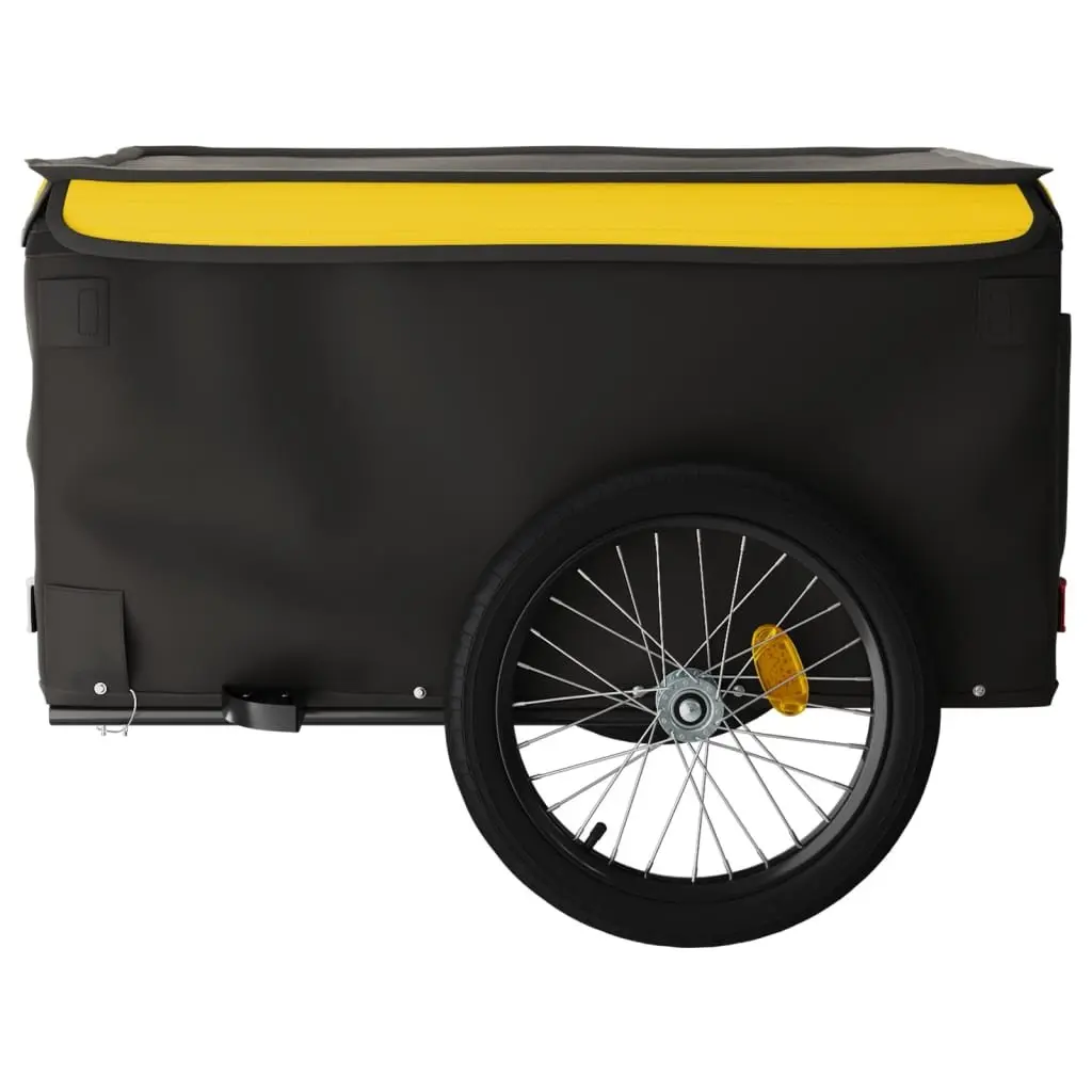 Bicycle Cargo Trailer Black Yellow Iron 45kg Load Capacity Tow Bar Safety Flag