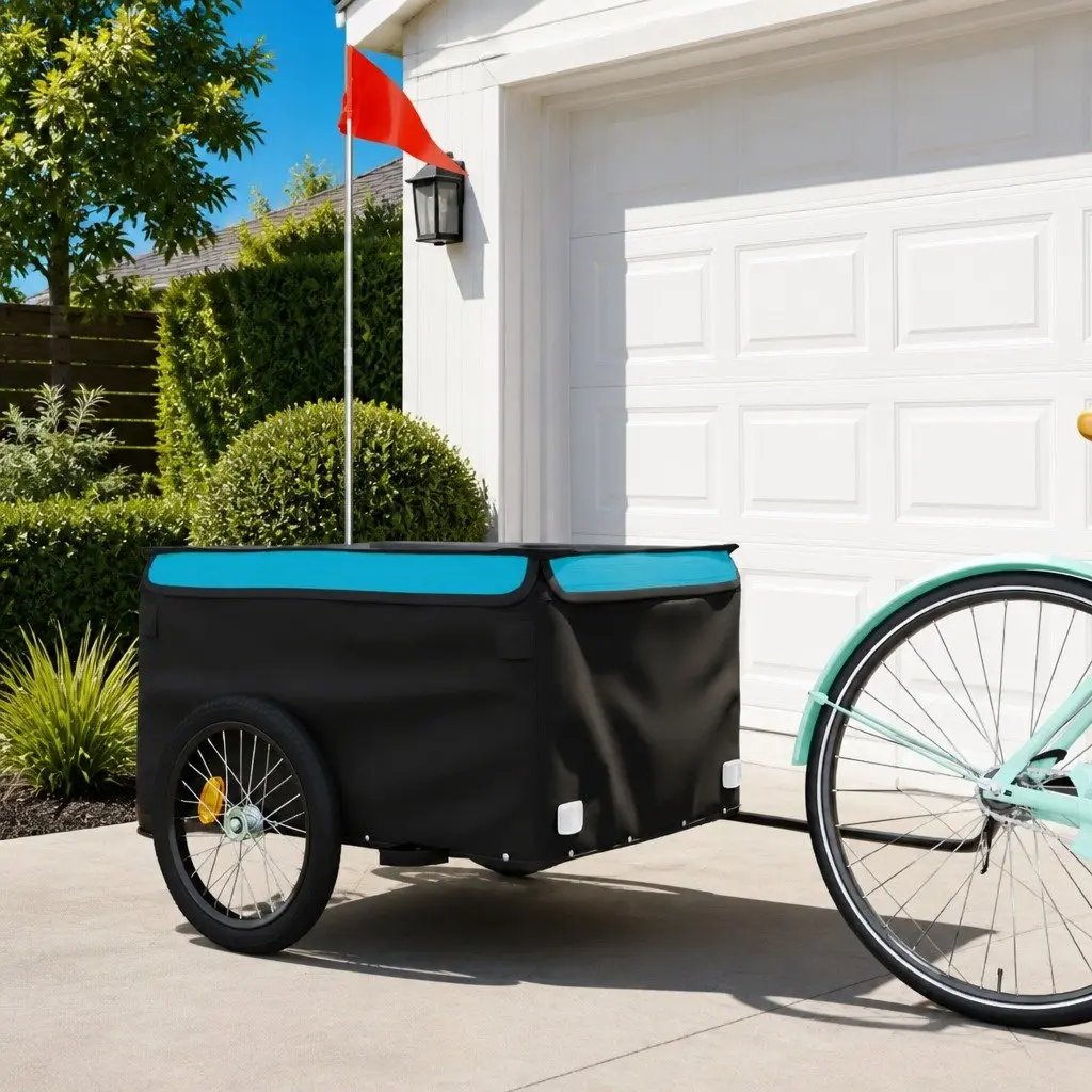 Bike Trailer Blue Heavy Duty Iron Construction Maximum Load Capacity 45kg