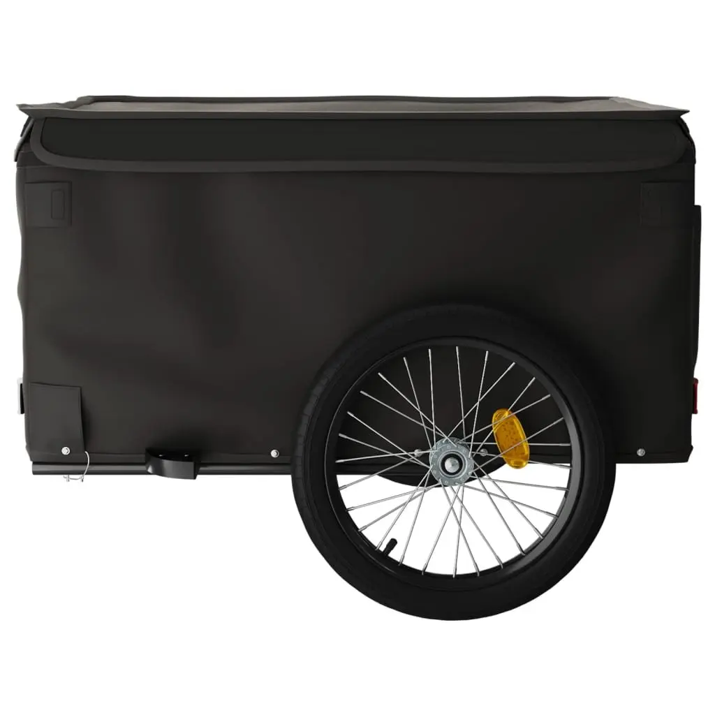 Bike Trailer Black Heavy Duty Cargo Cart Iron Construction 45kg Capacity