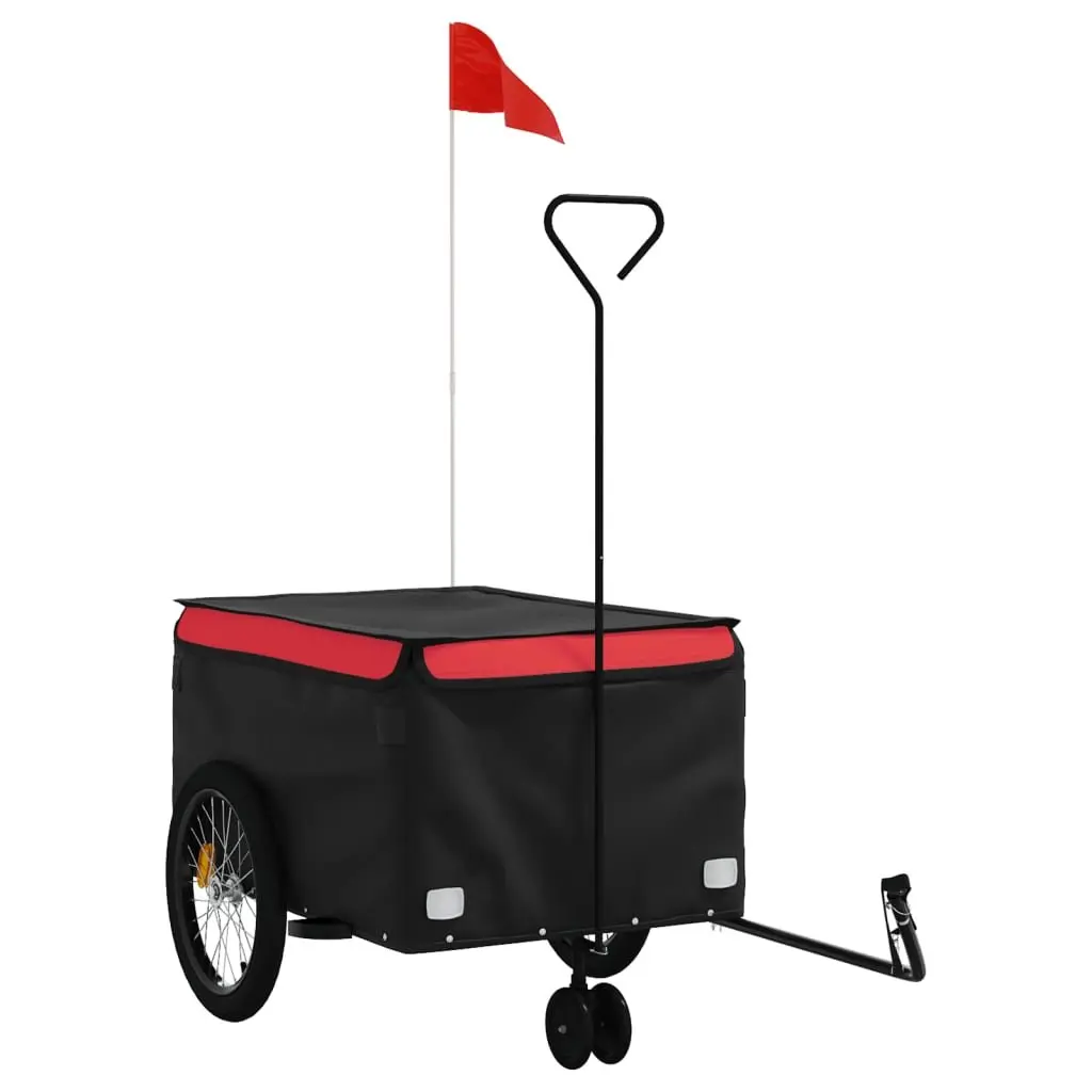 Bicycle Cargo Trailer Red Heavy Duty 45kg Load Capacity Tow Bar Safety Flag