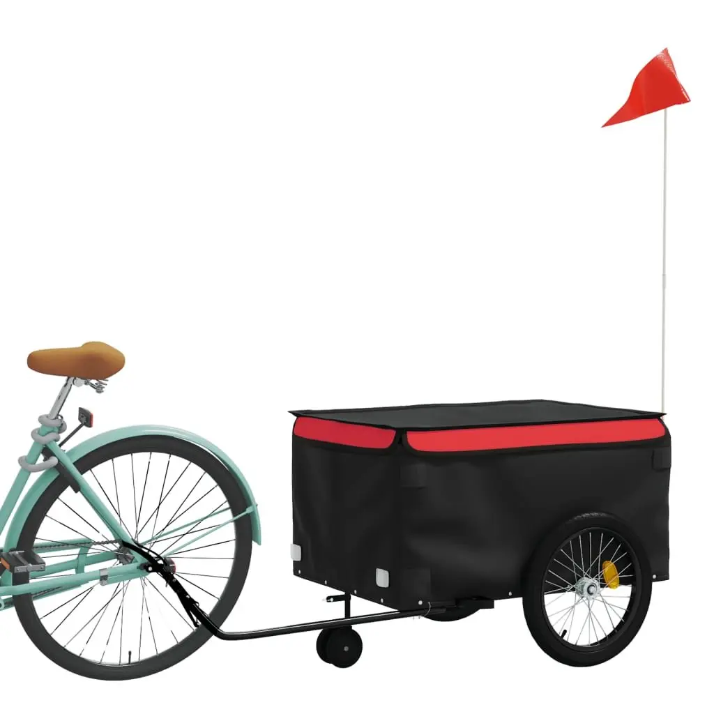 Bicycle Cargo Trailer Red Heavy Duty 45kg Load Capacity Tow Bar Safety Flag