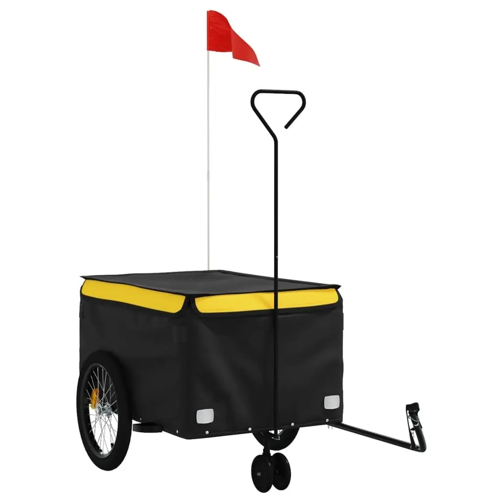 Bike Trailer Yellow Iron Frame 45kg Load Capacity Cargo Transport