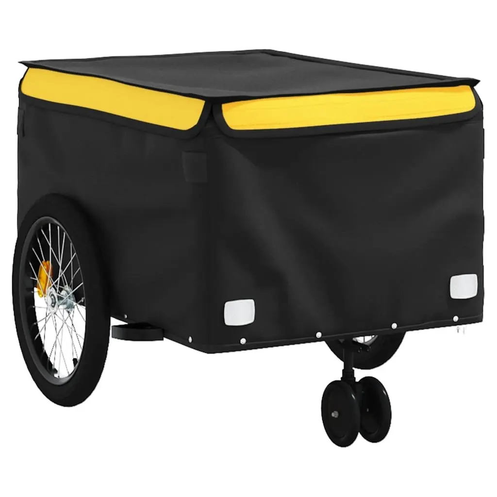 Bike Trailer Yellow Iron Frame 45kg Load Capacity Cargo Transport