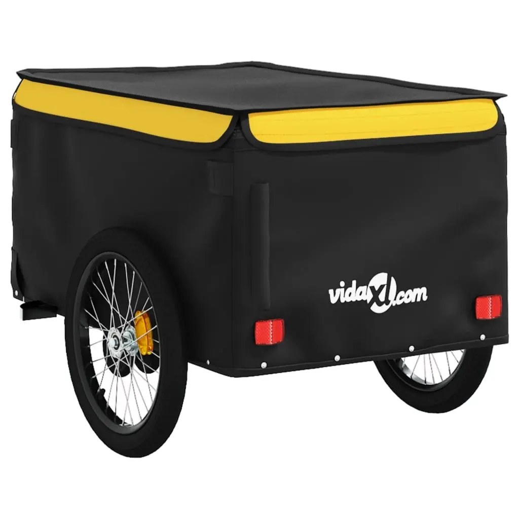 Bike Trailer Yellow Iron Frame 45kg Load Capacity Cargo Transport