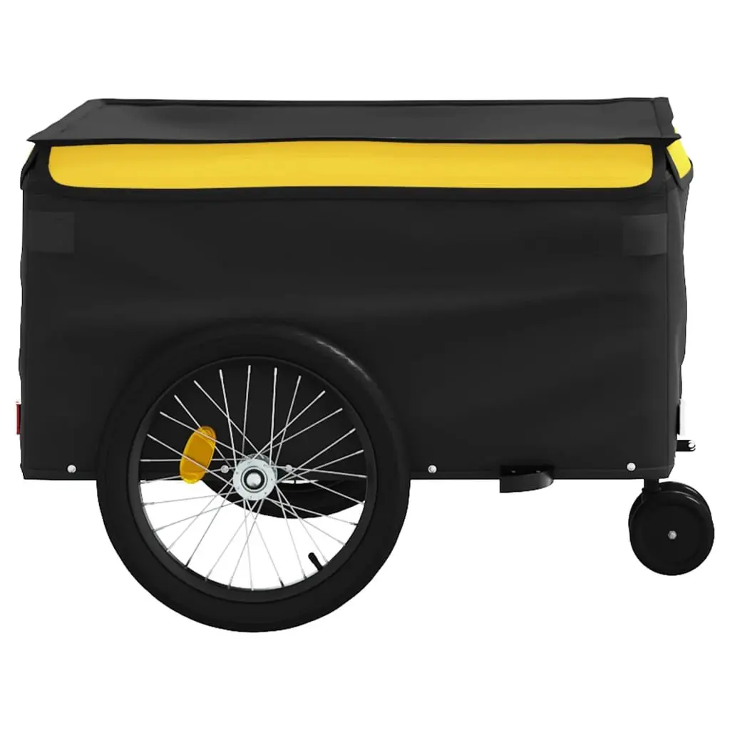 Bike Trailer Yellow Iron Frame 45kg Load Capacity Cargo Transport