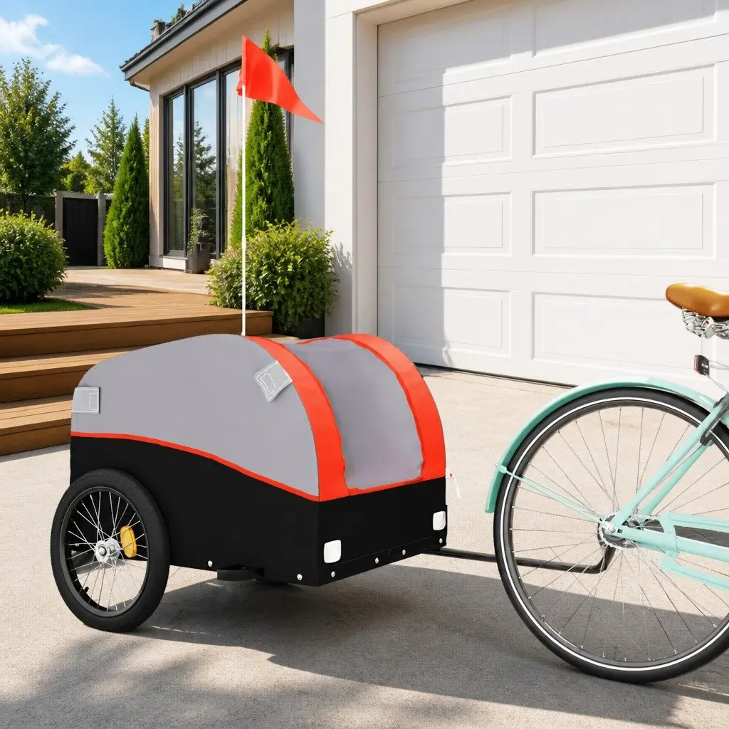 Bike Trailer Orange Iron Heavy Duty Cargo Hauling Tow Bar