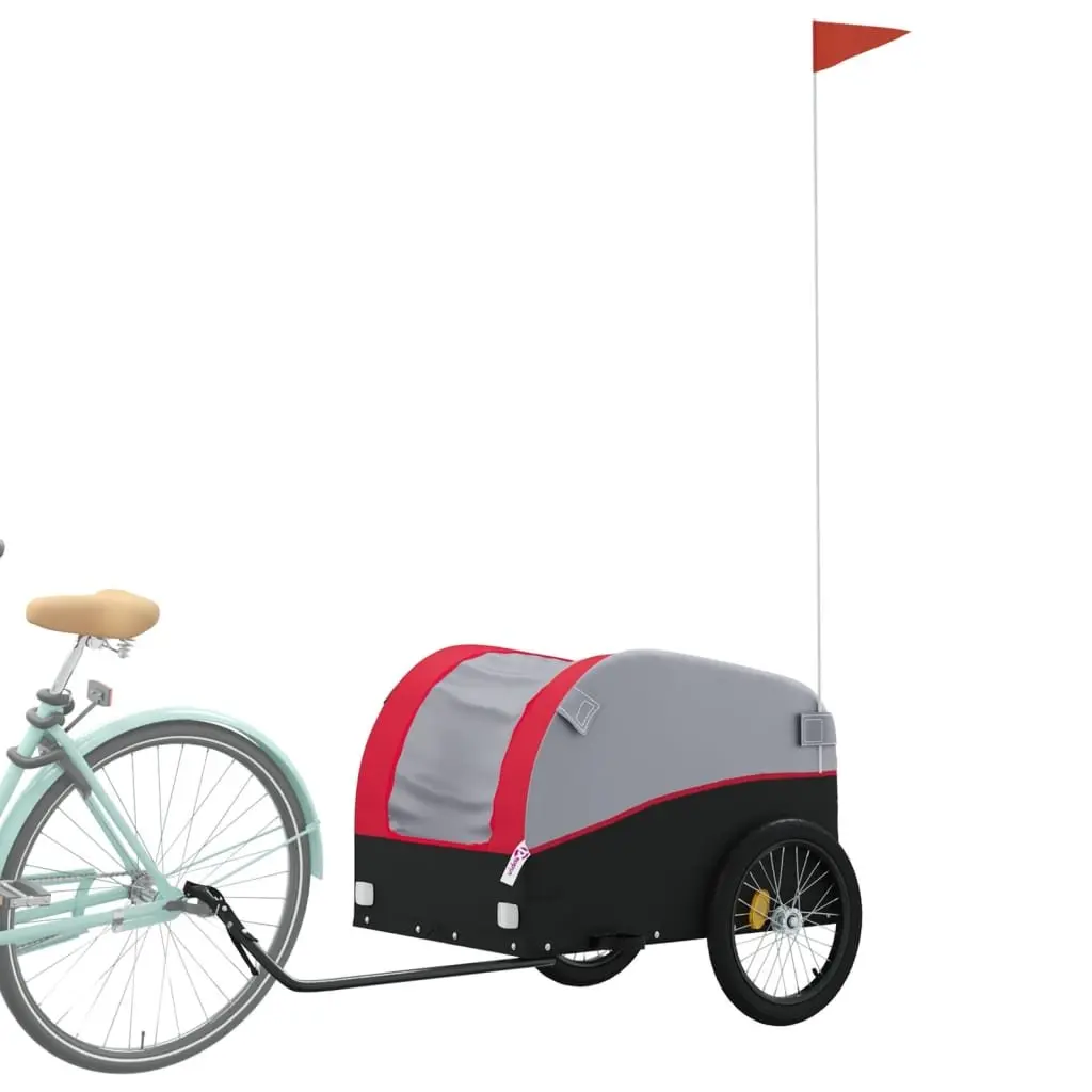 Heavy Duty Bike Trailer Iron Red 45kg Load Cargo for Bicycle with Tow Bar