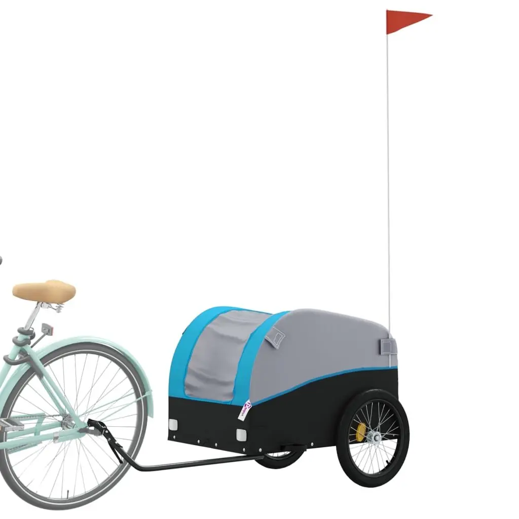 Bike Trailer Blue Iron Frame 45kg Load Capacity Cargo Cart Bicycle Accessory