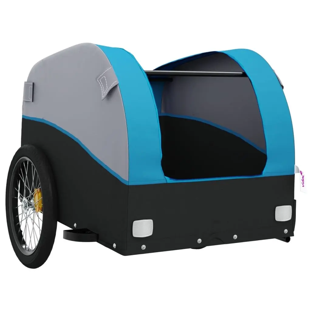 Bike Trailer Blue Iron Frame 45kg Load Capacity Cargo Cart Bicycle Accessory