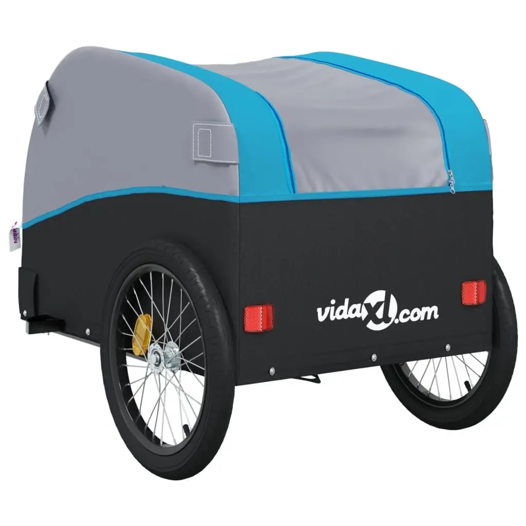 Bike Trailer Blue Iron Frame 45kg Load Capacity Cargo Cart Bicycle Accessory