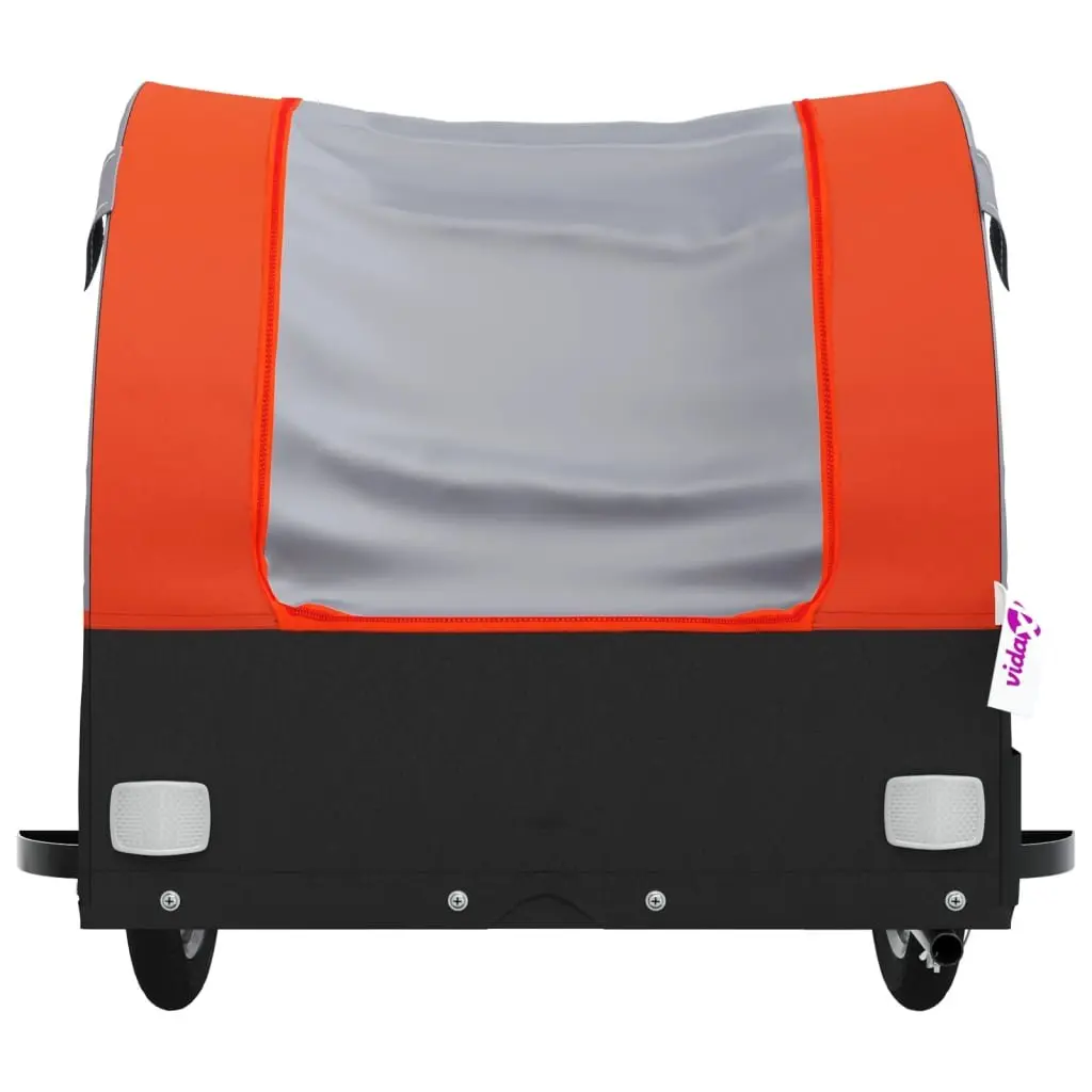 Bike Trailer Orange Black Iron Frame 45kg Load Capacity Cargo Hauling