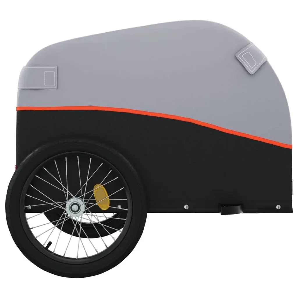 Bike Trailer Orange Black Iron Frame 45kg Load Capacity Cargo Hauling