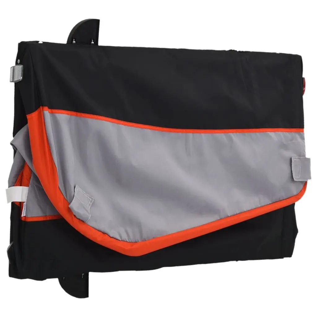 Bike Trailer Orange Black Iron Frame 45kg Load Capacity Cargo Hauling