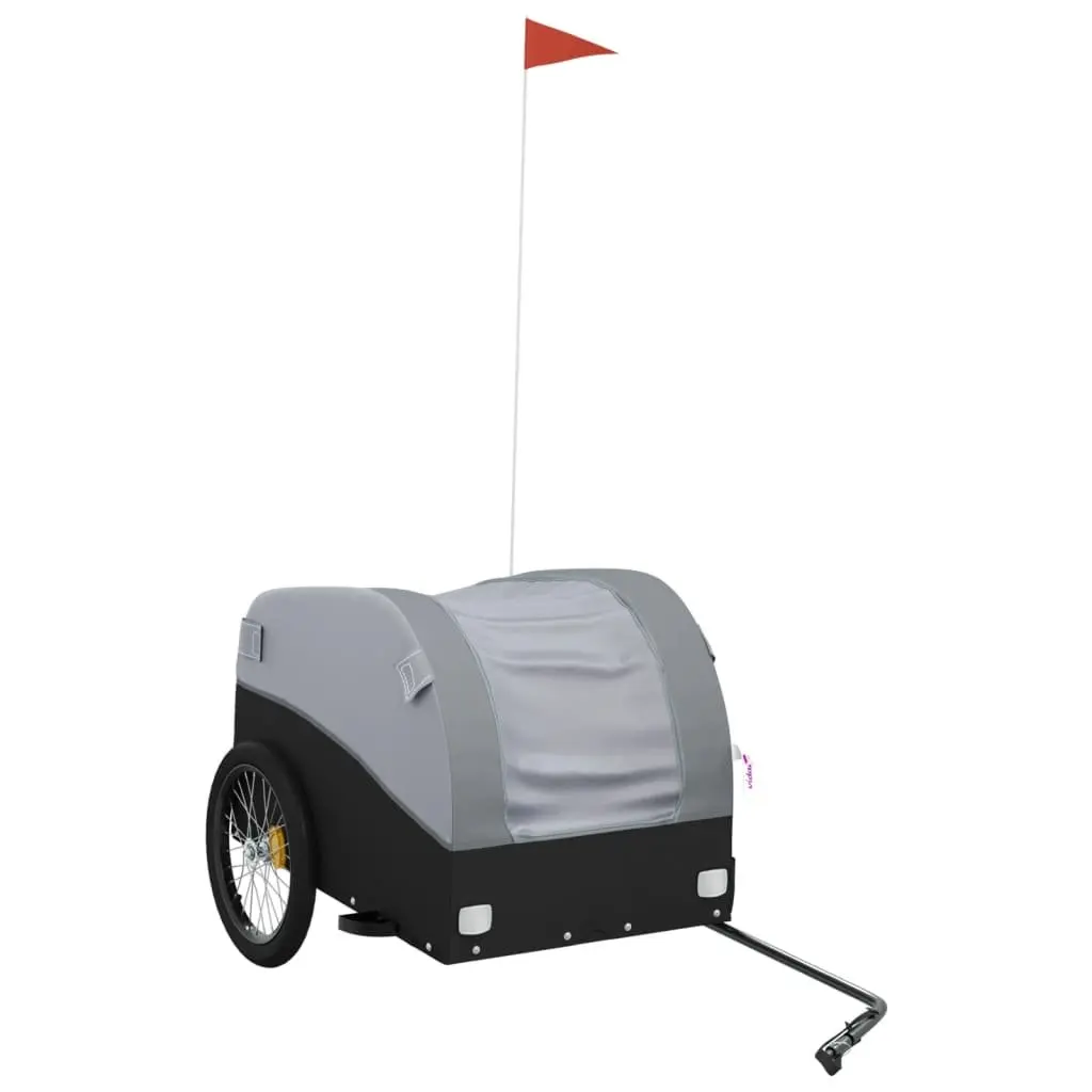 Bike Trailer Grey Iron 45kg Load Capacity Durable Cargo Cart for Hauling Heavy Goods