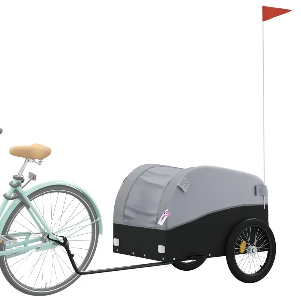 Bike Trailer Grey Iron 45kg Load Capacity Durable Cargo Cart for Hauling Heavy Goods