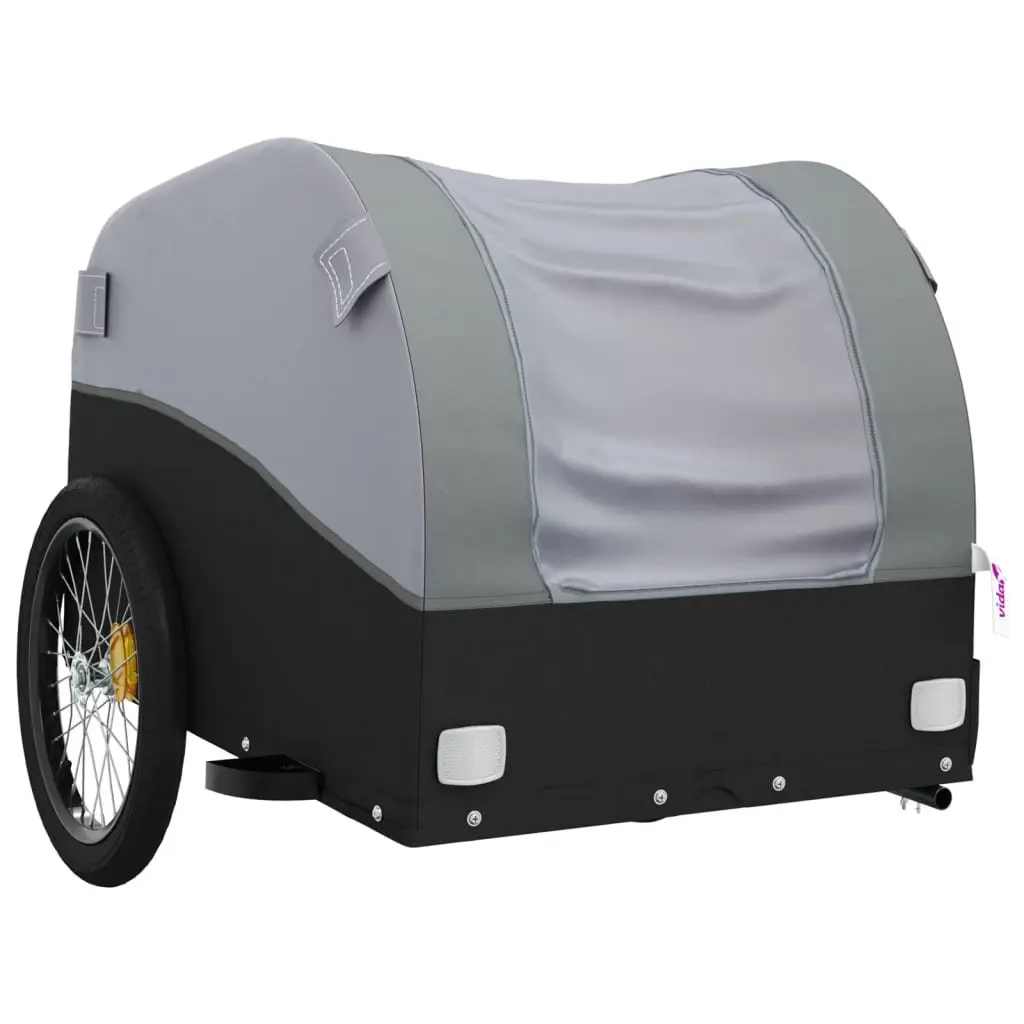 Bike Trailer Grey Iron 45kg Load Capacity Durable Cargo Cart for Hauling Heavy Goods