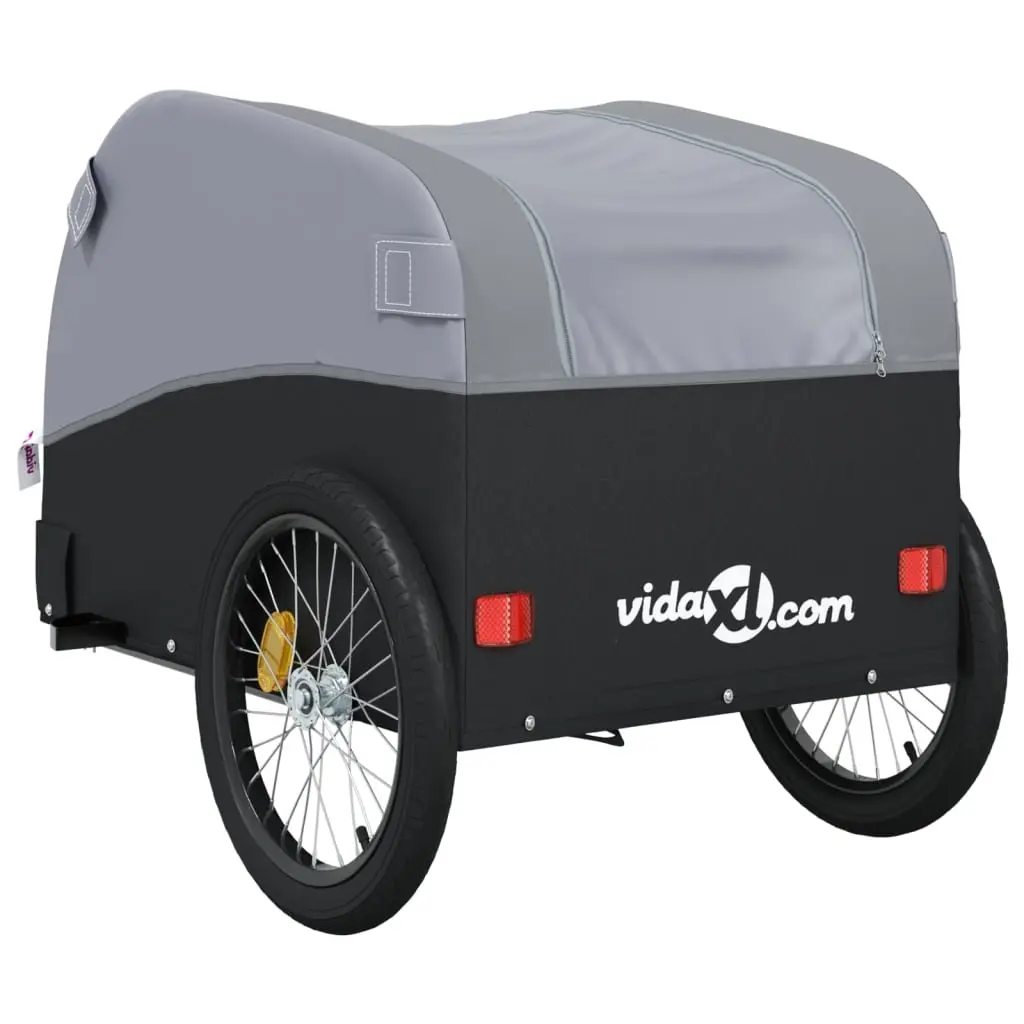 Bike Trailer Grey Iron 45kg Load Capacity Durable Cargo Cart for Hauling Heavy Goods