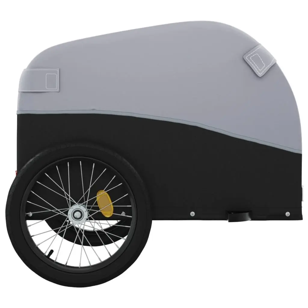 Bike Trailer Grey Iron 45kg Load Capacity Durable Cargo Cart for Hauling Heavy Goods