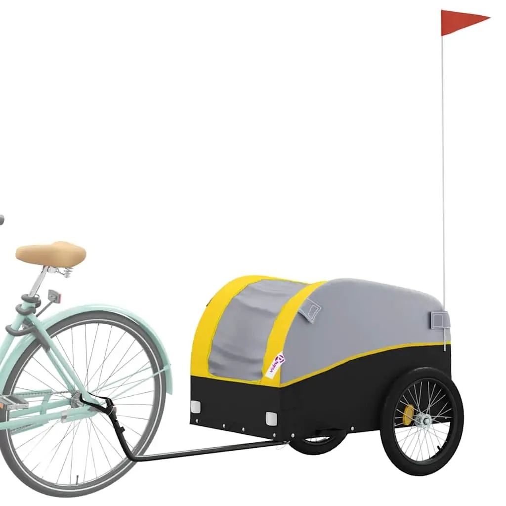 Bike Trailer Yellow Iron 45 kg Load Capacity Cargo Cart Bicycle Hauling