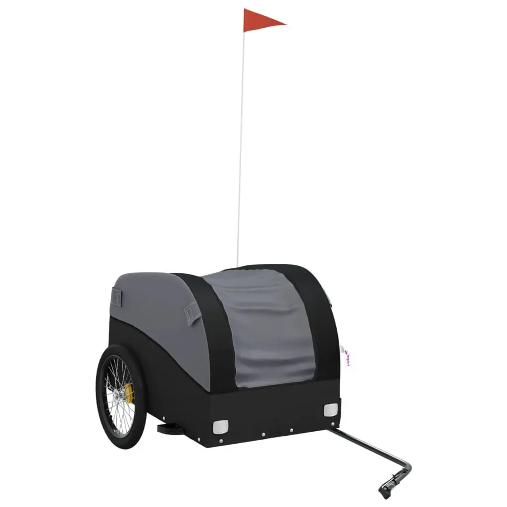 Bike Trailer Black Heavy Duty Iron Cargo Cart 45kg Capacity Tow Bar Safety Flag