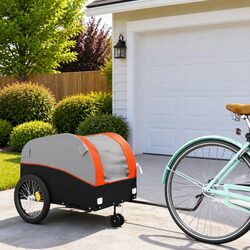 Bike Trailer Iron 45 kg Load Capacity Orange Cargo Cart Bicycle Hauling