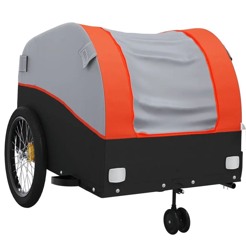 Bike Trailer Orange Iron 45 kg Load Capacity Durable Cargo Cart for Bicycle Hauling