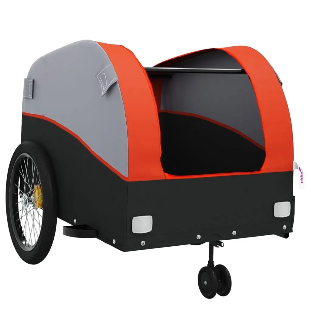 Bike Trailer Orange Iron 45 kg Load Capacity Durable Cargo Cart for Bicycle Hauling