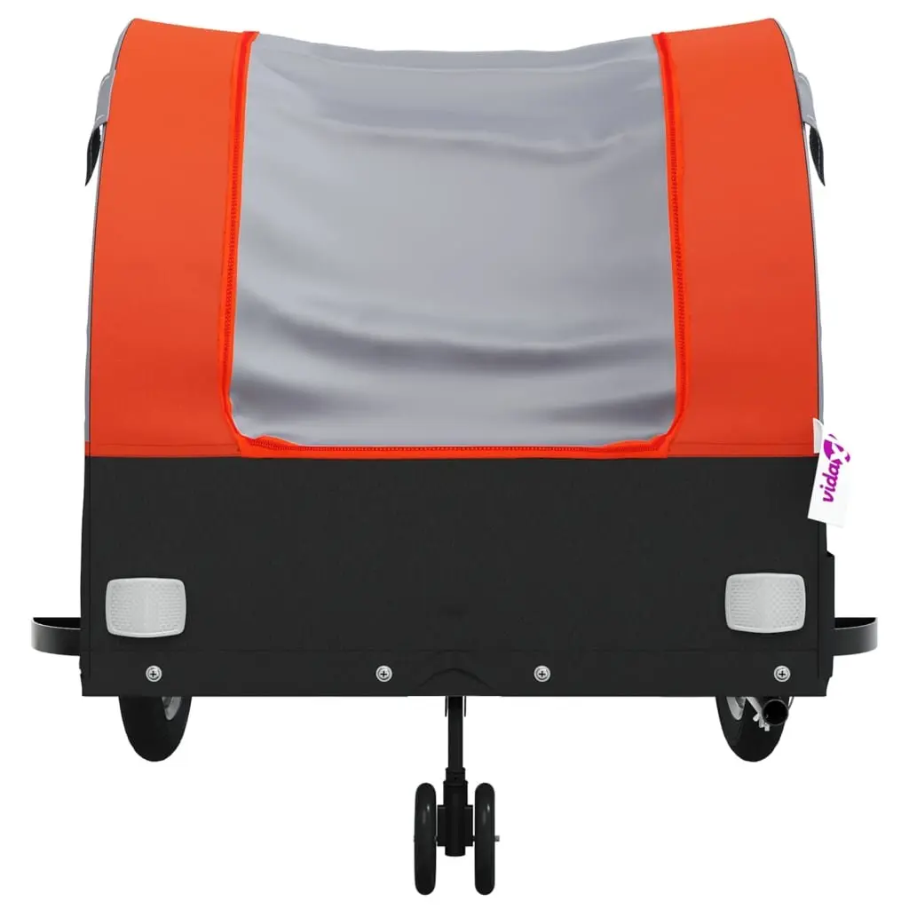 Bike Trailer Orange Iron 45 kg Load Capacity Durable Cargo Cart for Bicycle Hauling