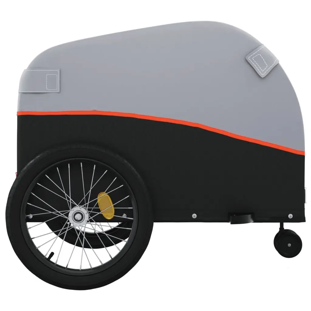 Bike Trailer Orange Iron 45 kg Load Capacity Durable Cargo Cart for Bicycle Hauling