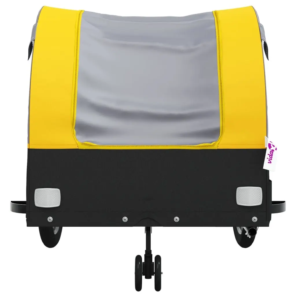 Bike Trailer Yellow Black Iron 45 kg Capacity Tow Bar Safety Flag