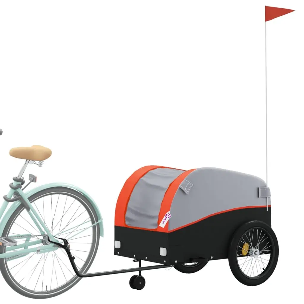 Bicycle Cargo Trailer Orange Iron 45kg Load Capacity Durable Hauling Cart Tow Bar
