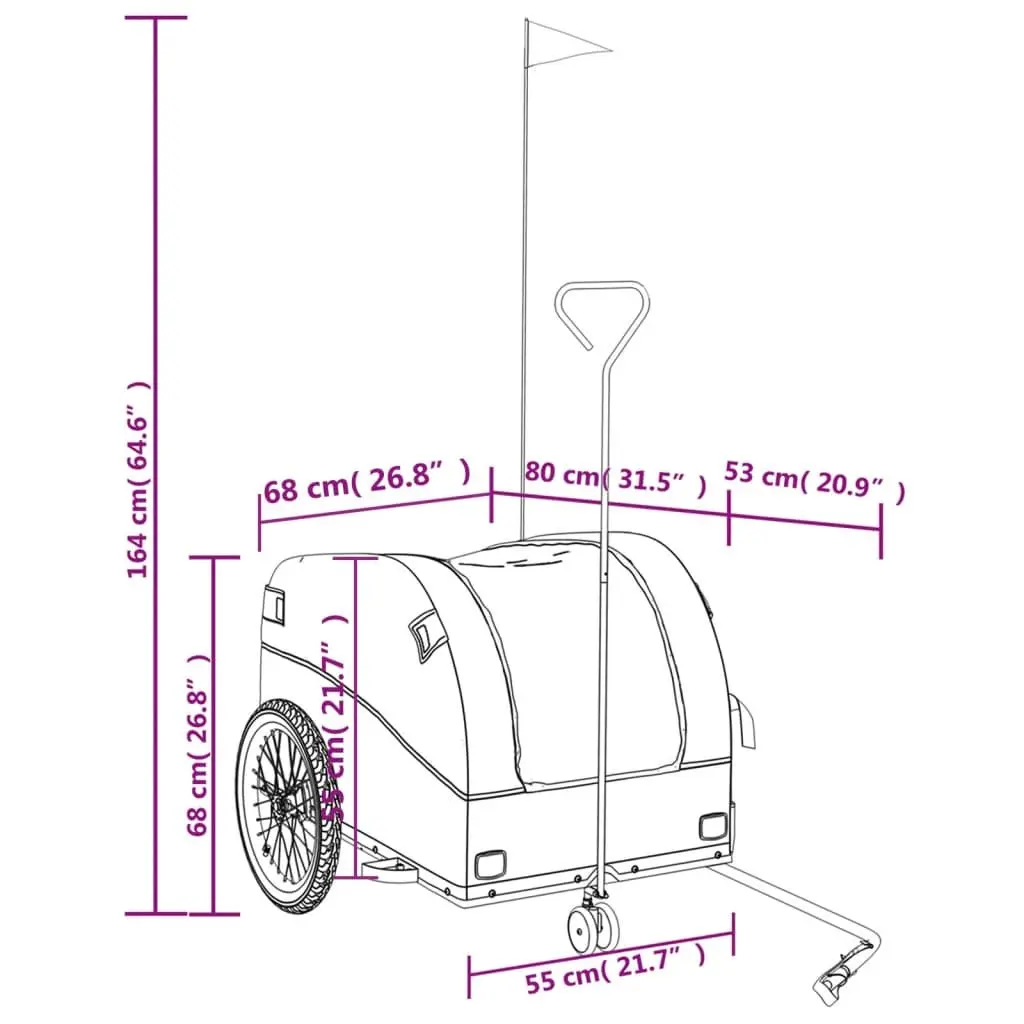 Bicycle Cargo Trailer Orange Iron 45kg Load Capacity Durable Hauling Cart Tow Bar