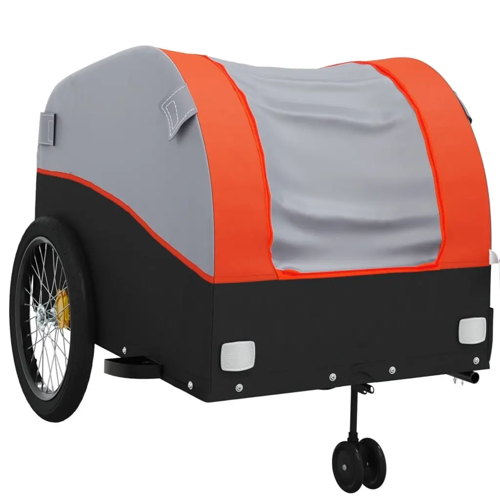 Bicycle Cargo Trailer Orange Iron 45kg Load Capacity Durable Hauling Cart Tow Bar