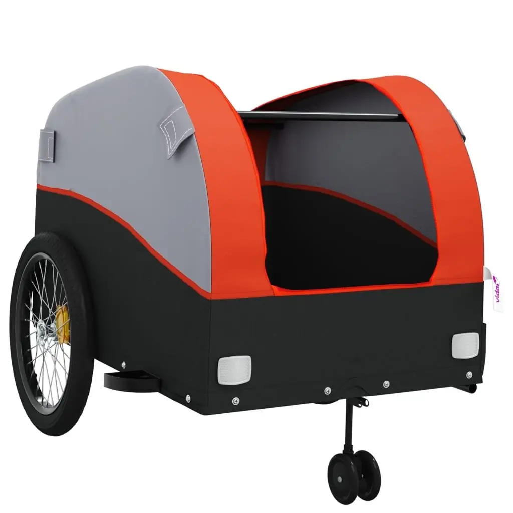 Bicycle Cargo Trailer Orange Iron 45kg Load Capacity Durable Hauling Cart Tow Bar