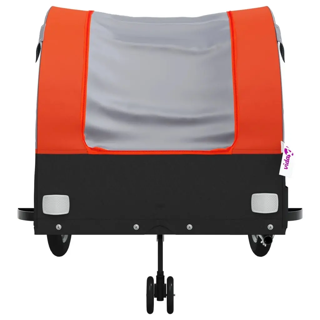 Bicycle Cargo Trailer Orange Iron 45kg Load Capacity Durable Hauling Cart Tow Bar