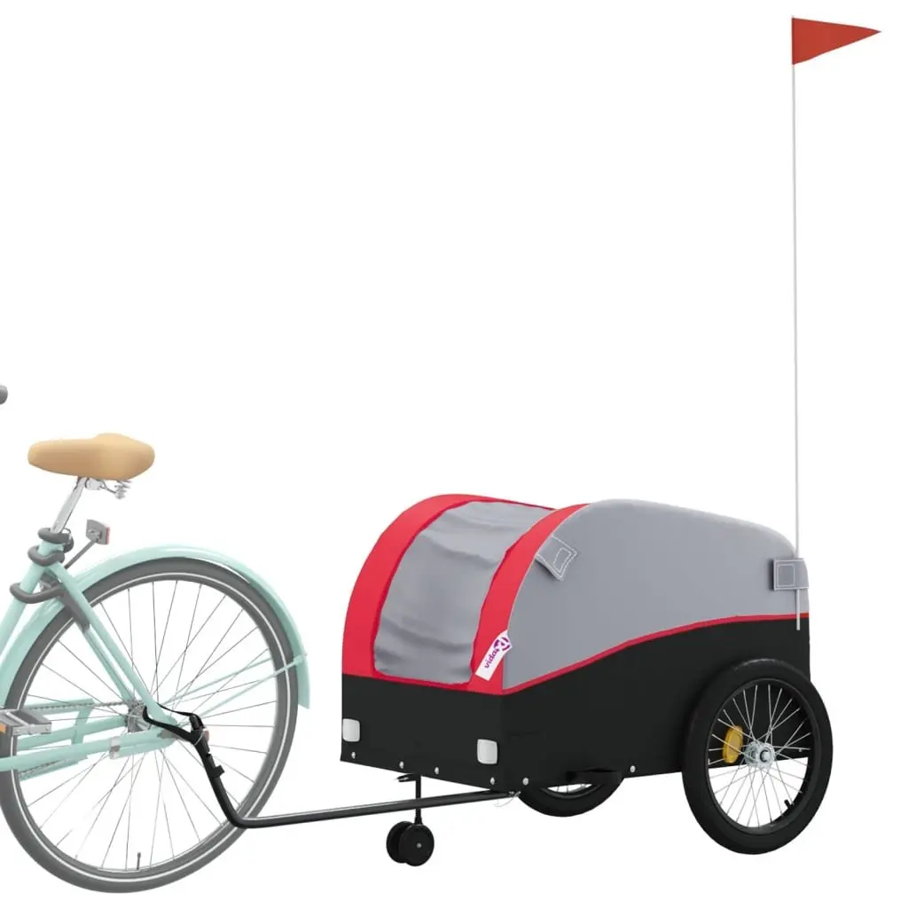 Bike Trailer Red Iron Heavy Duty 45kg Load Capacity Cycling Cargo Transport