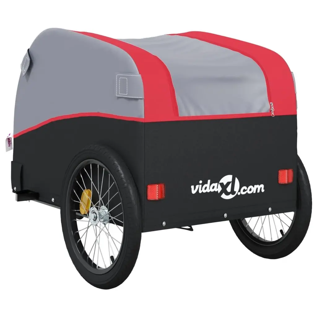 Bike Trailer Red Iron Heavy Duty 45kg Load Capacity Cycling Cargo Transport